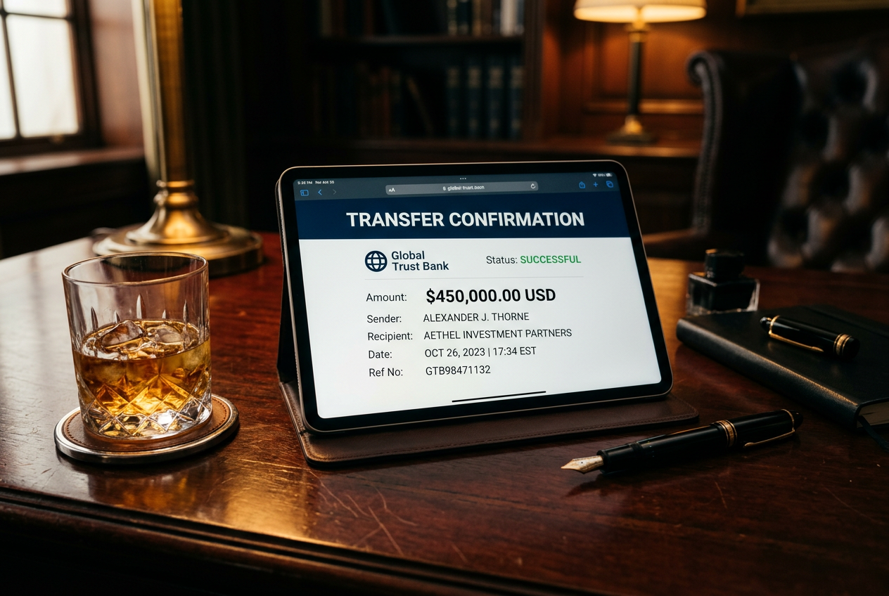 A high-end financial concept representing stability and large transfers.