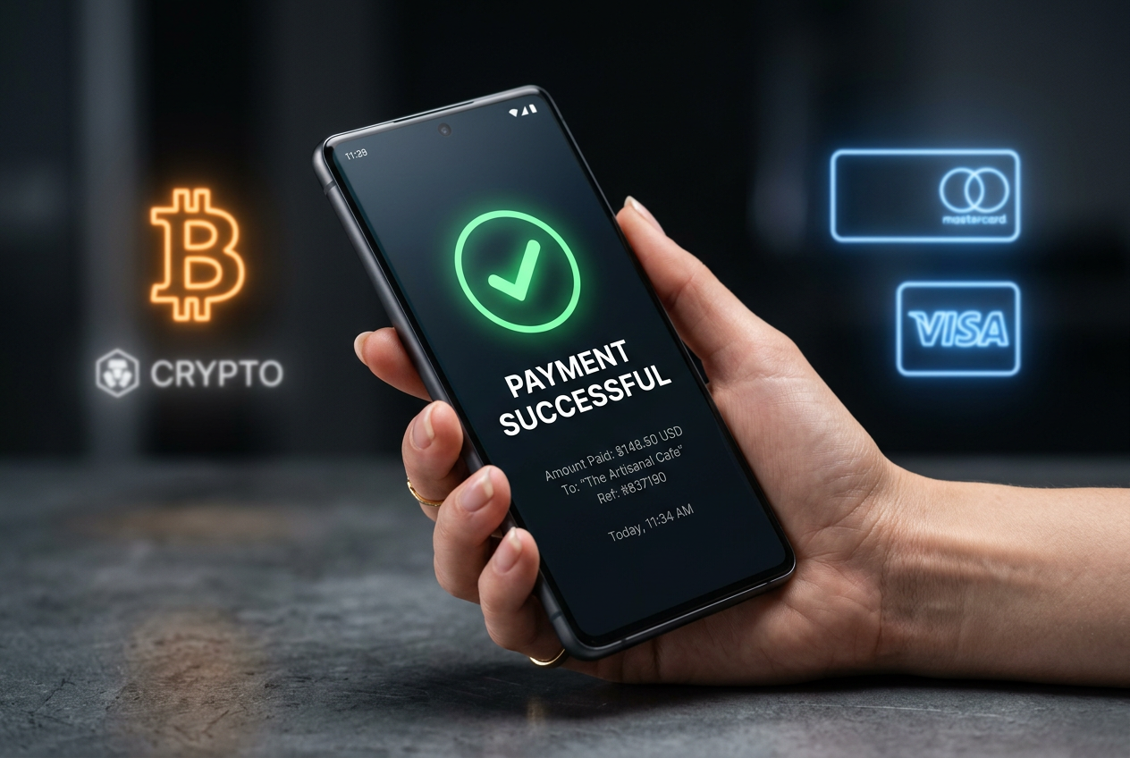 Smartfon wyświetlający potwierdzenie szybkiej płatności w kasynie